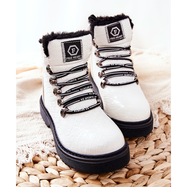 PE1 Bottines Enfant Fourrées Blanches Doreen 1