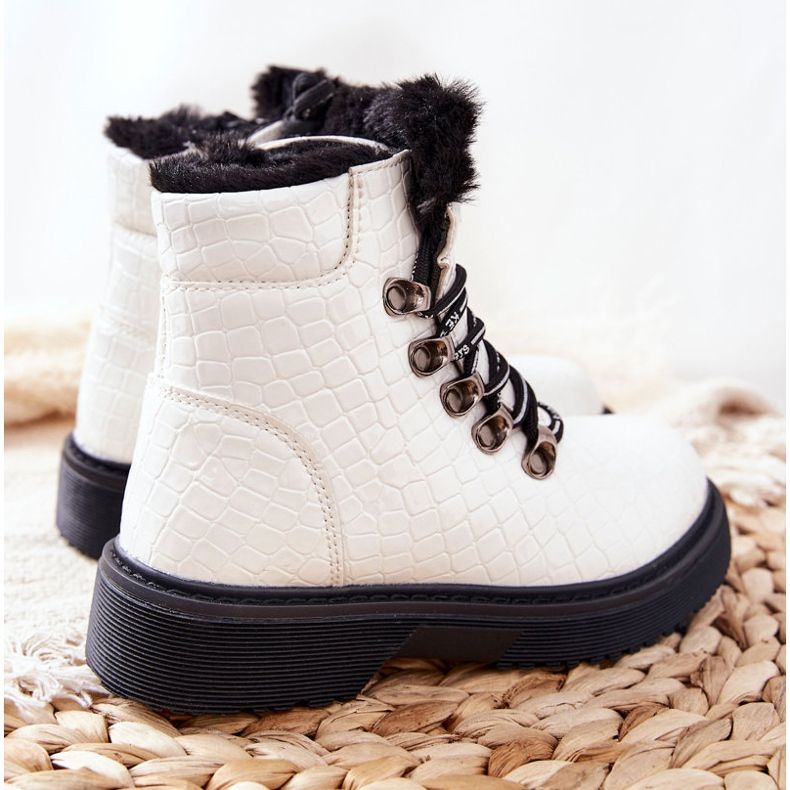 PE1 Bottines Enfant Fourrées Blanches Doreen 2