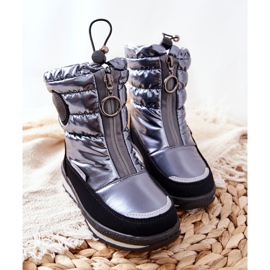 PE1 Bottes de neige chaudes hautes en laine Gris Lucia le noir argent 2