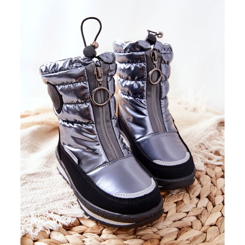 PE1 Bottes de neige chaudes hautes en laine Gris Lucia noir argent 2