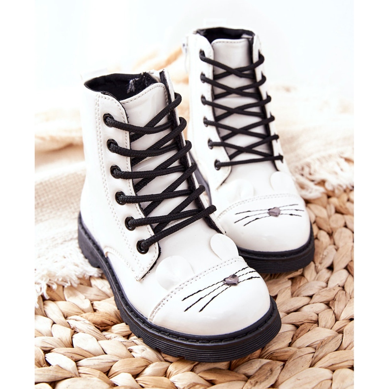Bottes Chaudes Workers On The Zipper White Mousie blanche 2