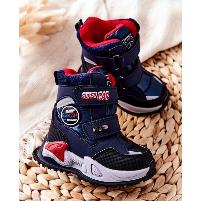 PJ2 Bottes de neige chaudes Boots Avec Velcro Bleu Marine Rizie 2