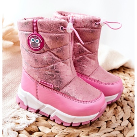 PJ2 Bottes de neige chaudes pour enfants avec fermeture éclair Layoth rose 1