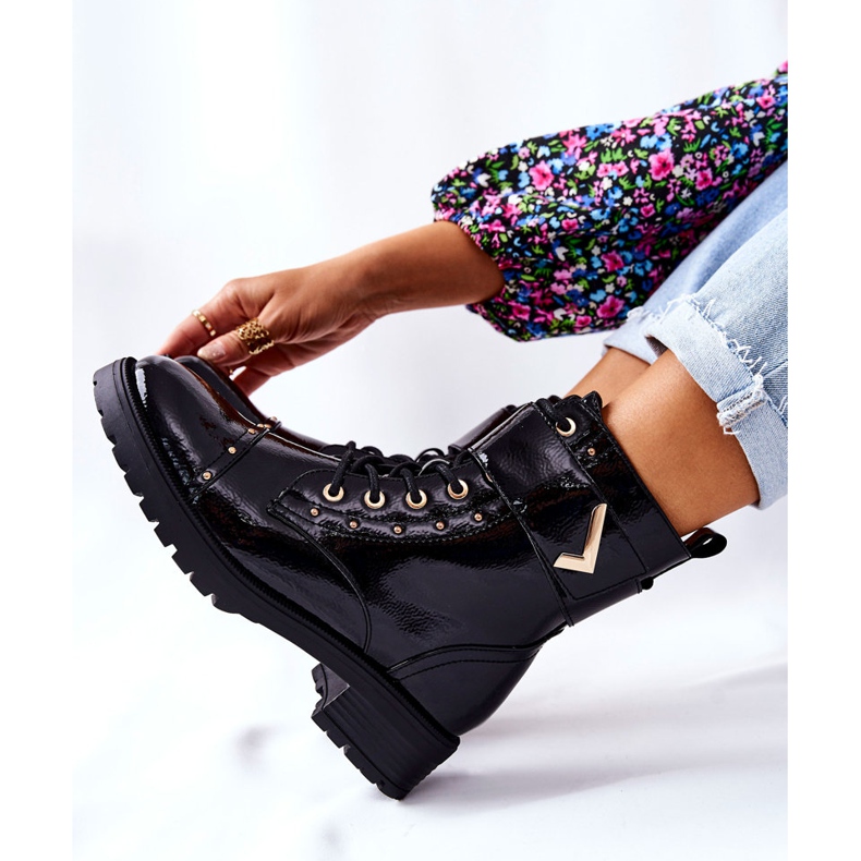 PG1 Bottines Colira chaudes laquées noires 2