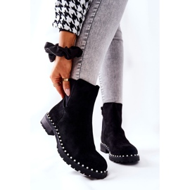 Bottines Venie en daim noires avec perles le noir 6