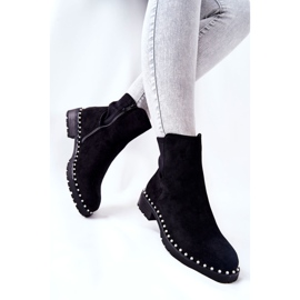 Bottines Venie en daim noires avec perles le noir 3