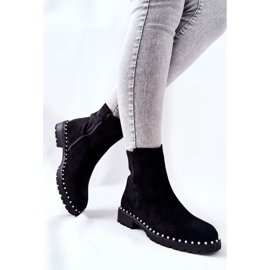 Bottines Venie en daim noires avec perles le noir 4