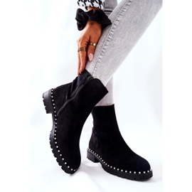 Bottines Venie en daim noires avec perles le noir 5