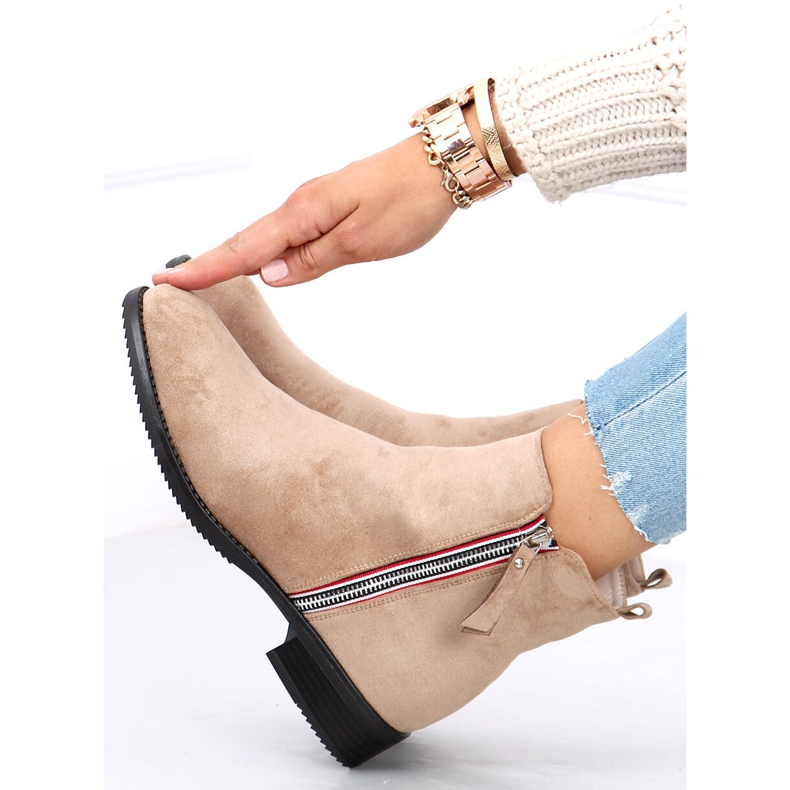 Bottines Isabel Kaki en daim beige 1