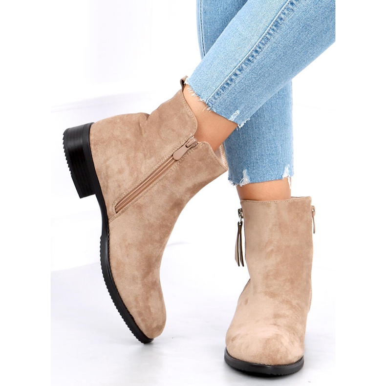 Bottines Isabel Kaki en daim beige 2