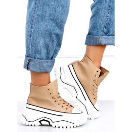 Baskets à semelle haute Corbel Kaki beige 1 Baskets à semelle haute Corbel Kaki beige 1