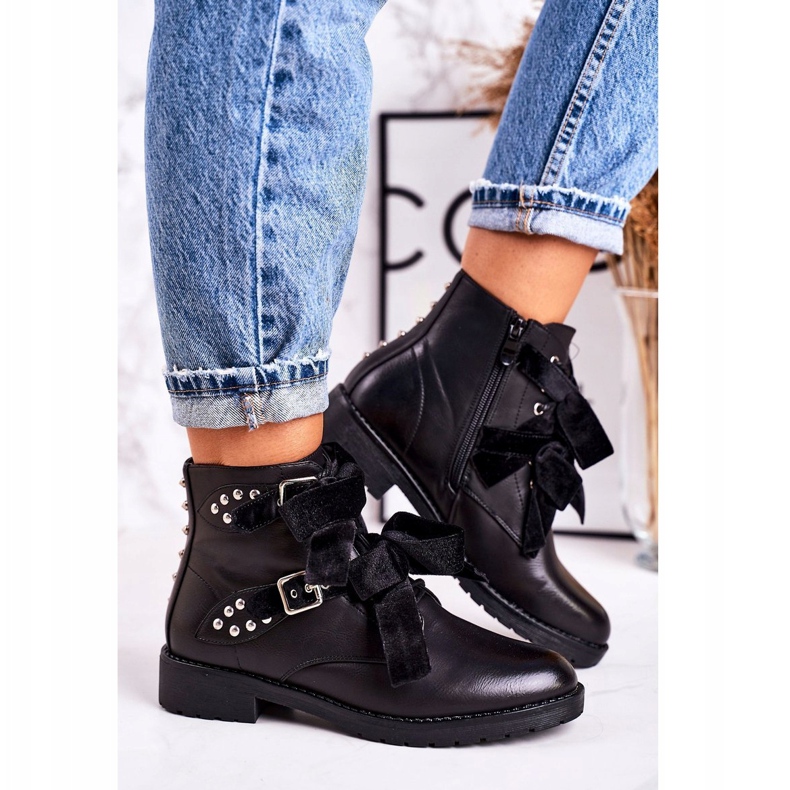 SEA Bottes Chaudes Pour Femmes Avec Fermoirs Et Ruban Noir Spécial 4