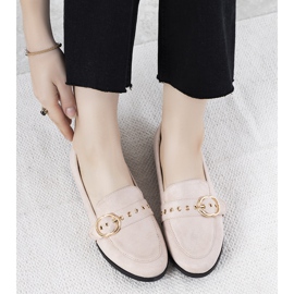 Mocassins beiges avec ornement Verreau doré 1