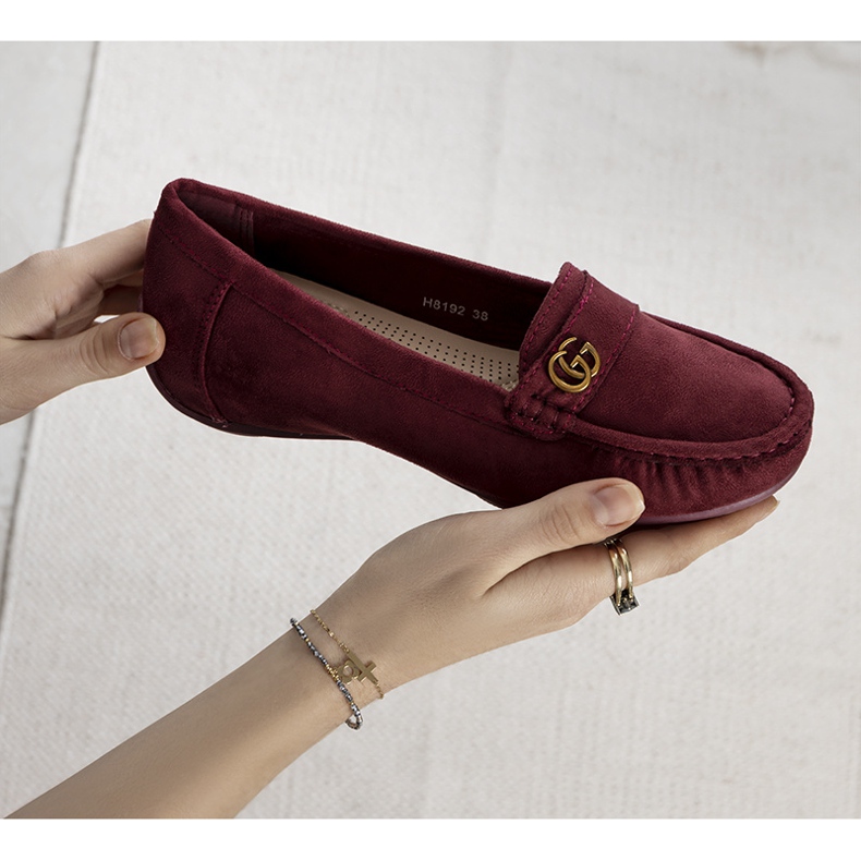 Mocassins bordeaux sur talon compensé Linette caché rouge 1