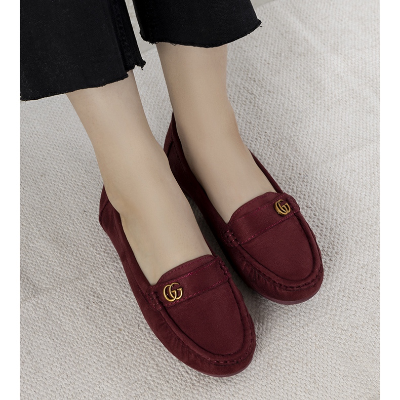 Mocassins bordeaux sur talon compensé Linette caché rouge 2