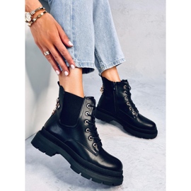 Bottines à lacets avec chaîne Clumsy Black le noir 2
