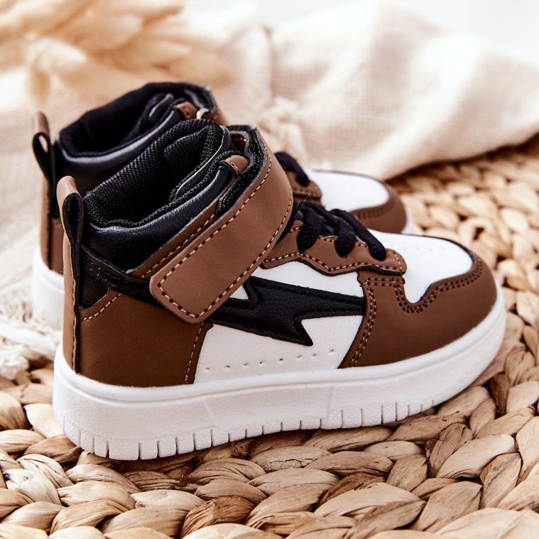 FR1 Chaussures de sport hautes pour enfants, blanc et marron Bartnie blanche brun le noir 2
