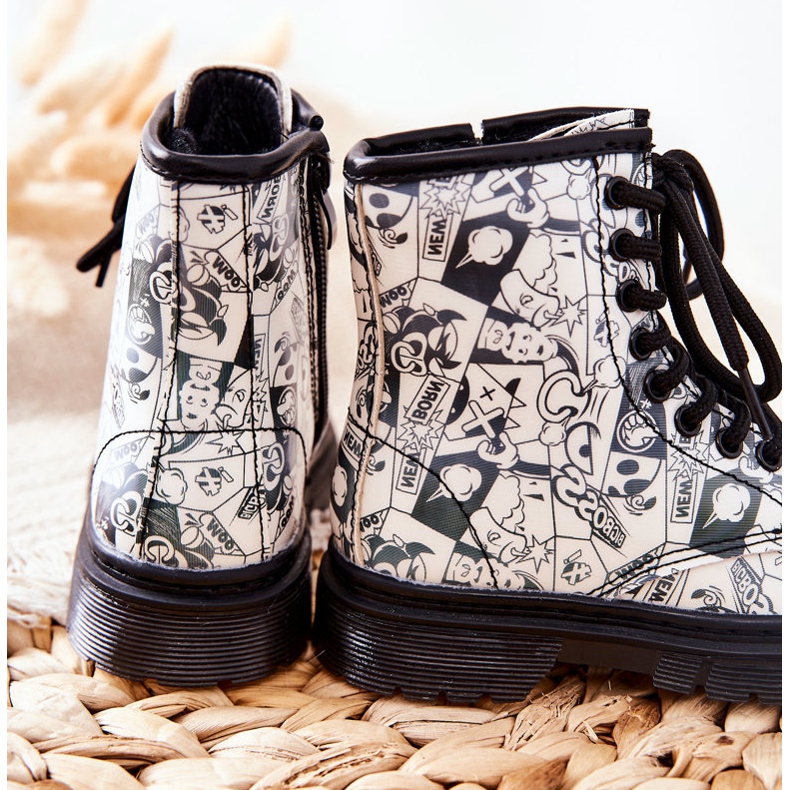 FR1 Bottes chaudes Dexie noires et blanches avec fermeture éclair pour enfants 2