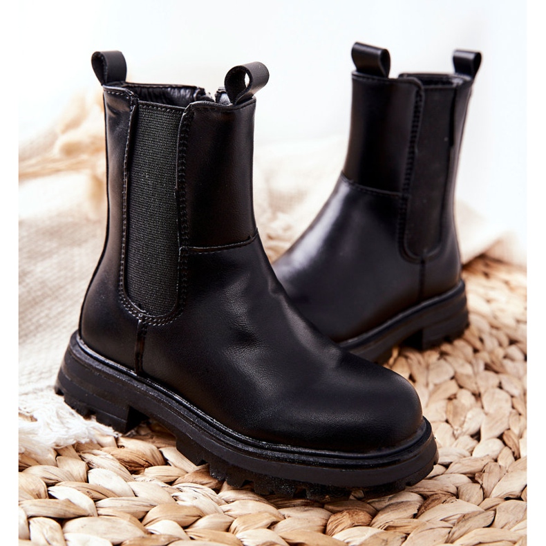 FR1 Bottes chaudes noires pour enfants Alanya 2