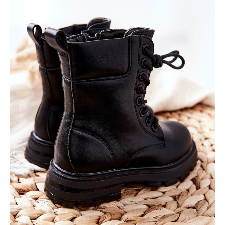 FR1 Bottes noires classiques pour enfants avec fermeture éclair Clarika le noir 2