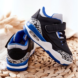 FR1 Chaussures de sport pour enfants en lin noir et bleu blanc 1