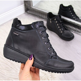 Boots en cuir noir à talon compensé Helios W H524B le noir 2