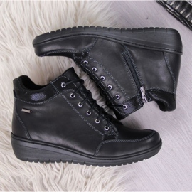Boots en cuir noir à talon compensé Helios W H524B le noir 4