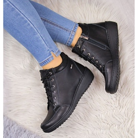 Boots en cuir noir à talon compensé Helios W H524B le noir 5