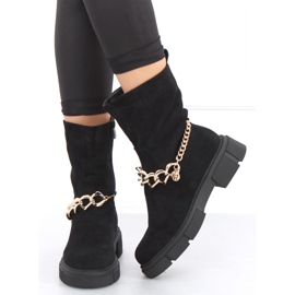 Bottines plates avec chaîne Solve Black le noir 2