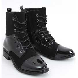 Bottines en cuir verni Nina Noir 1