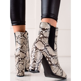Marquiz Bottines élégantes à imprimé serpent beige 1