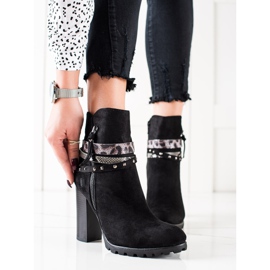 TRENDI Bottes noires à rayures décoratives 1