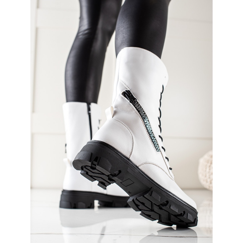 Bottes avec fermeture éclair décorative par Sergio Leone blanc 1