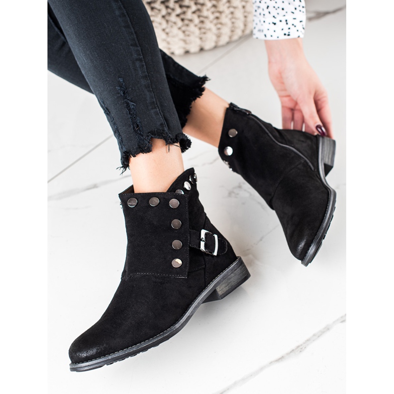 W. Potocki Bottines en daim avec ornements Potocki noir 1