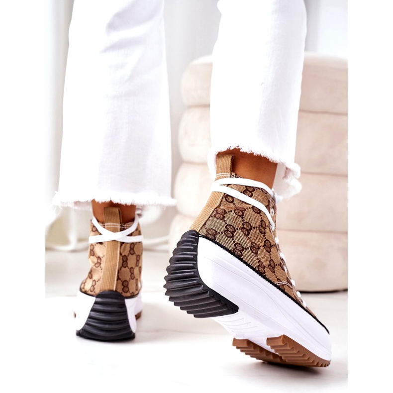 FJ1 Baskets Logging On The Electric Love Brown Platform blanche brun 2