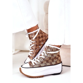 FJ1 Baskets Logging On The Electric Love Brown Platform blanche brun 5