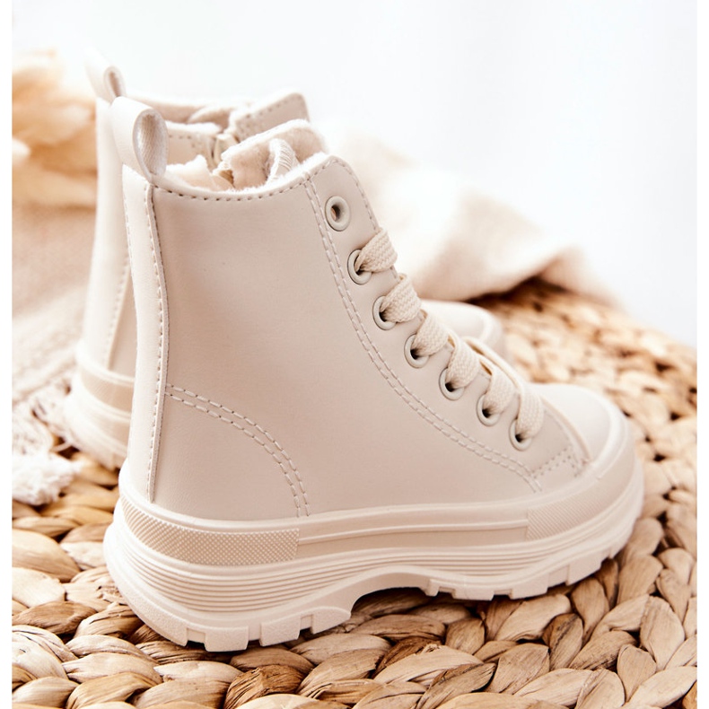 FR1 Baskets chaudes en cuir pour enfants beige clair Bomi 2 FR1 Baskets chaudes en cuir pour enfants beige clair Bomi 2