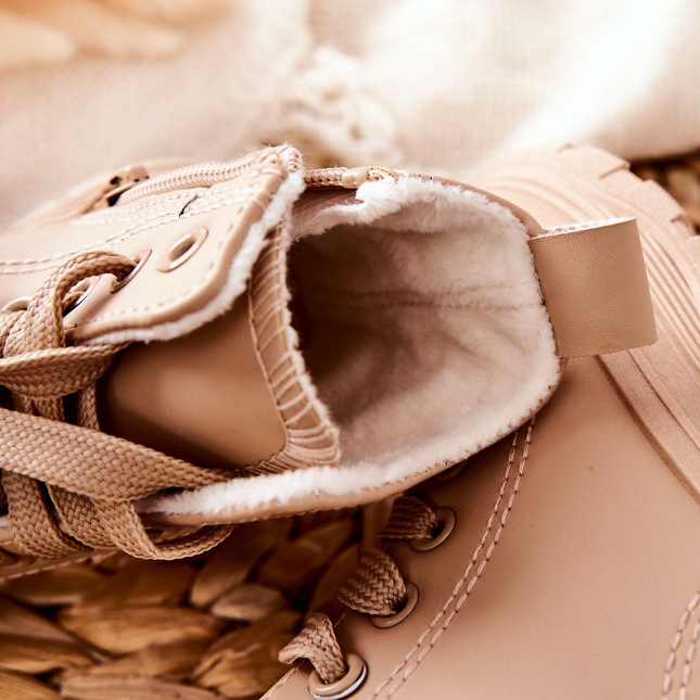 FR1 Baskets chaudes en cuir pour enfants Beige Bomi 1