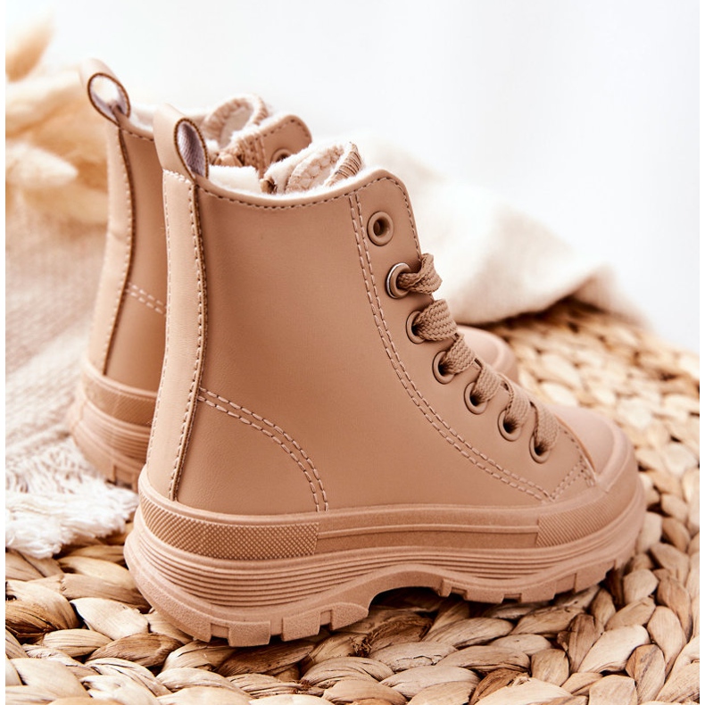 FR1 Baskets chaudes en cuir pour enfants Beige Bomi 2