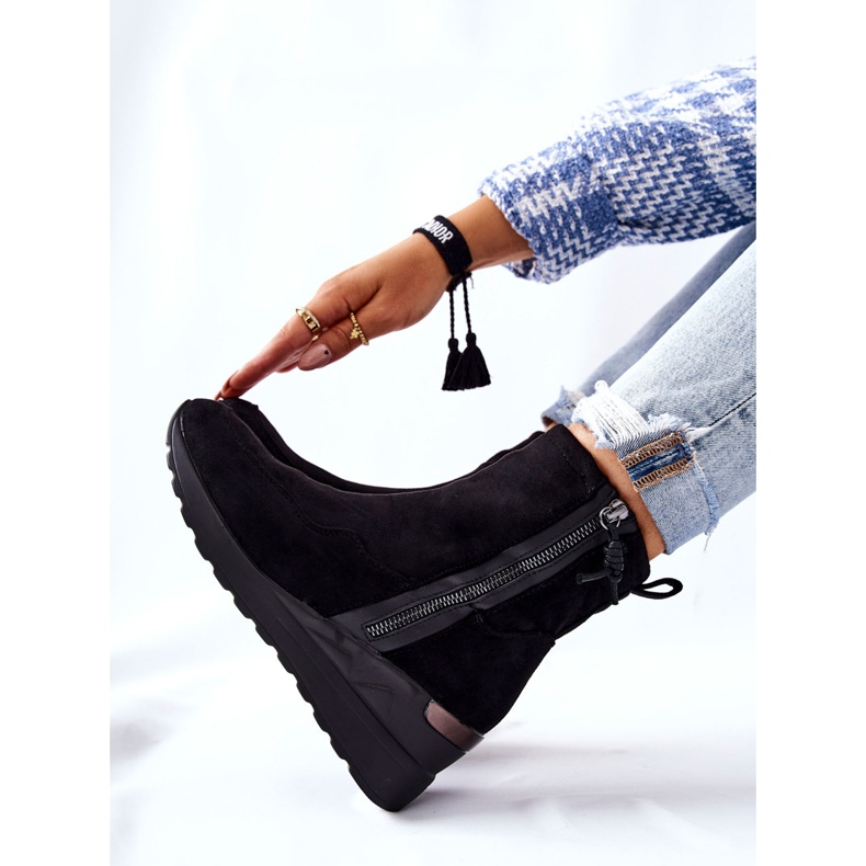 PE1 Bottines compensées en daim noires Athelaine le noir 2