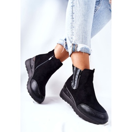 PE1 Bottes compensées en daim noires Manakel 2