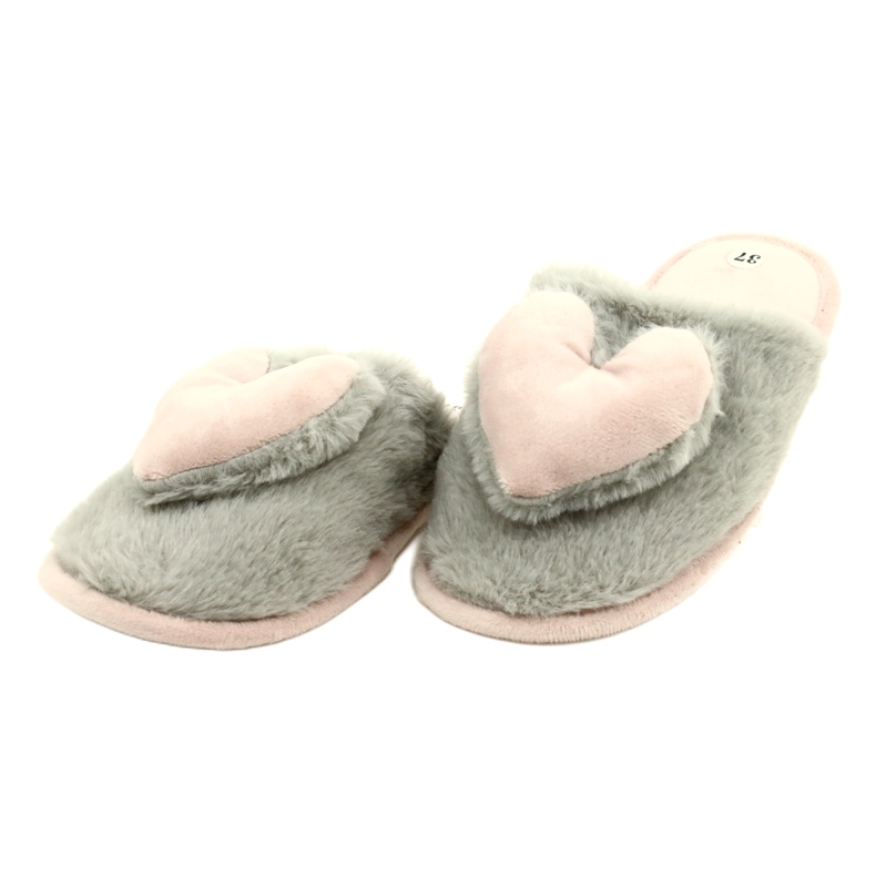 Evento Slippers de fourrure pour femmes 21pa36-4378-rose gris 3