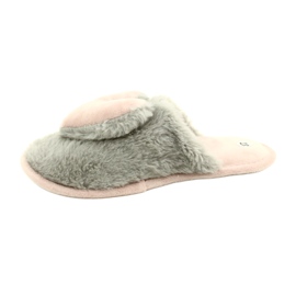 Evento Slippers de fourrure pour femmes 21pa36-4378-rose gris 2