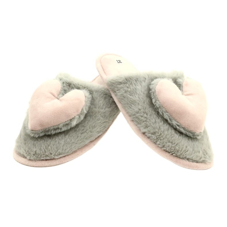 Evento Slippers de fourrure pour femmes 21pa36-4378-rose gris 4