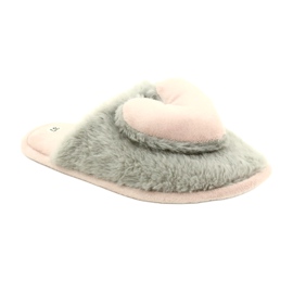 Evento Slippers de fourrure pour femmes 21pa36-4378-rose gris 1