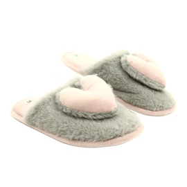Evento Slippers de fourrure pour femmes 21pa36-4378-rose gris 5