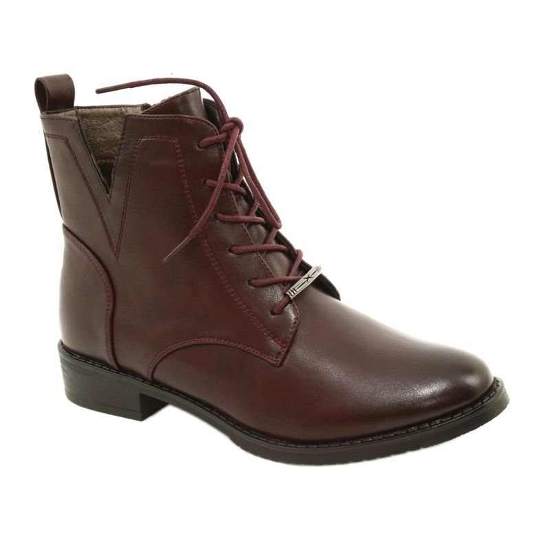 M.Daszyński Bottines Worker SA62-90 Bordeaux rouge 1