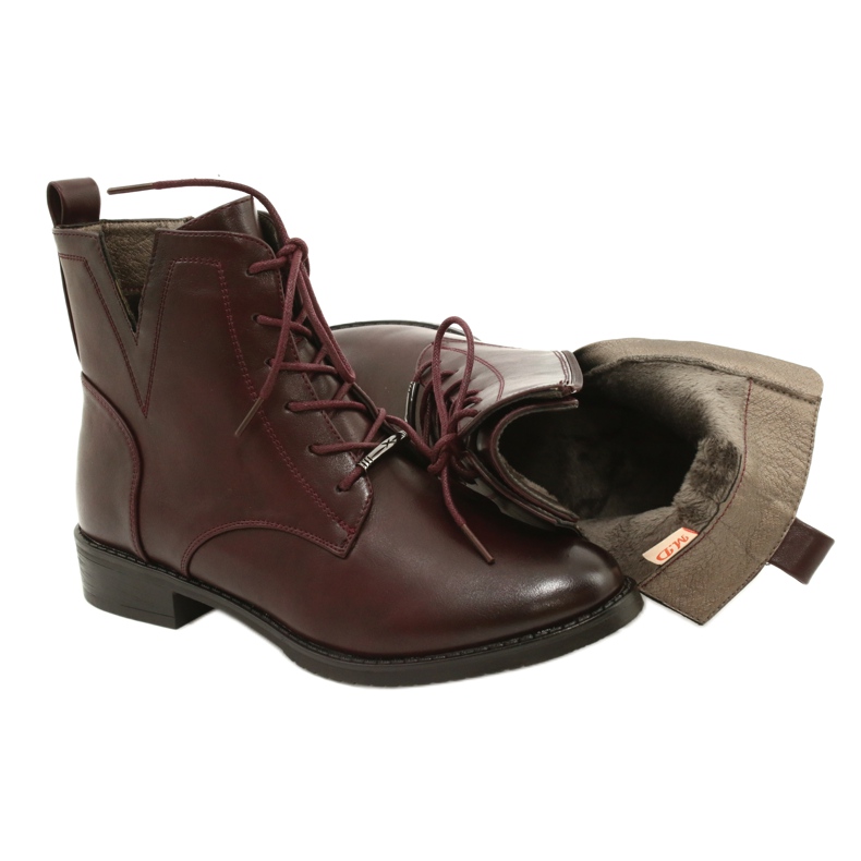 M.Daszyński Bottines Worker SA62-90 Bordeaux rouge 5