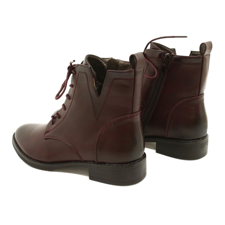 M.Daszyński Bottines Worker SA62-90 Bordeaux rouge 3