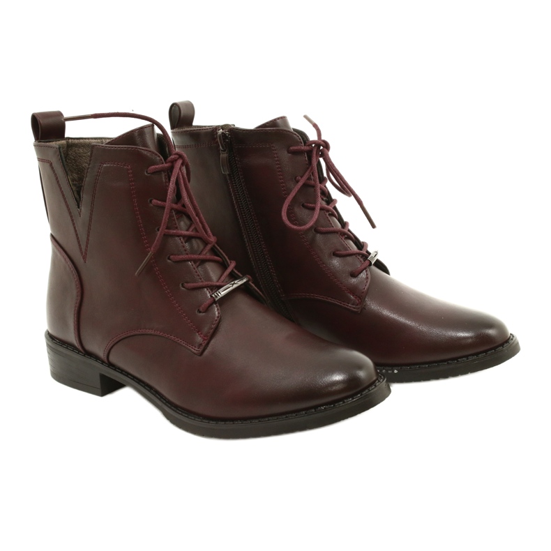 M.Daszyński Bottines Worker SA62-90 Bordeaux rouge 4